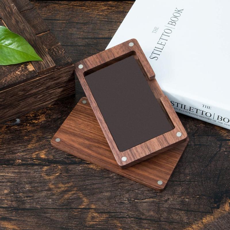 Stylish Wood Black Walnut Shell Business Card Holder Card Wallet Case Organizer