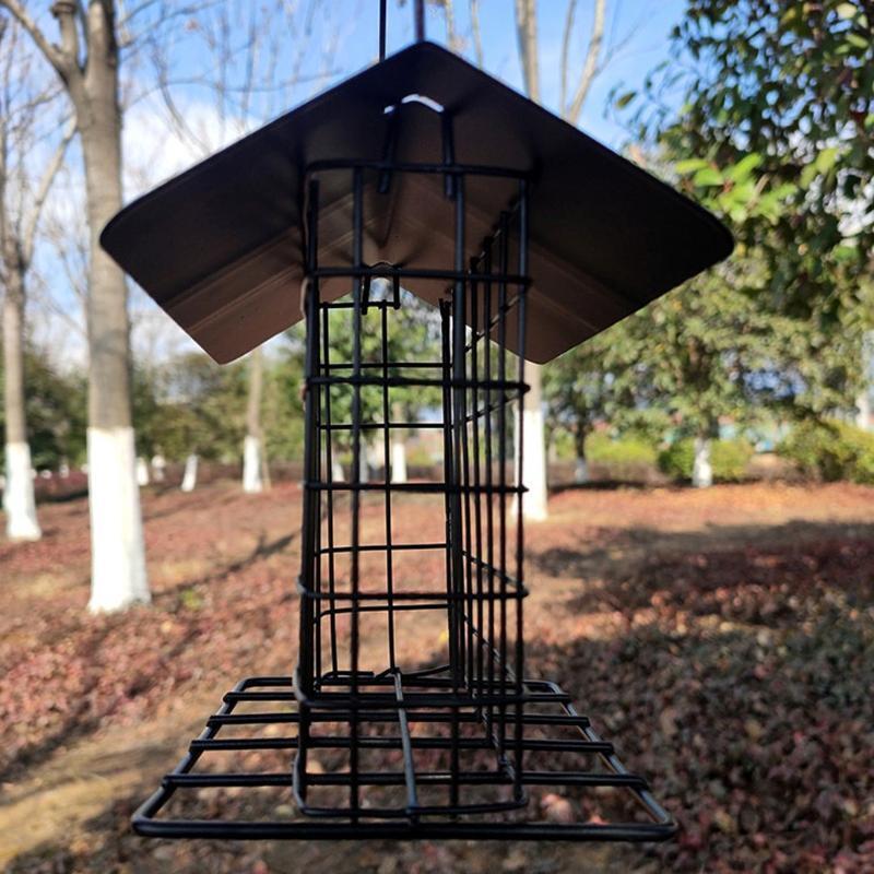 Suet Bird Feeder for Outside Suet Wild Bird Feeder with Hanging Metal Roof