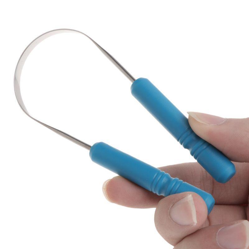 Healthy Tongue Cleaner Stainless Steel Scraper Plastic Handle Oral Hygiene Care