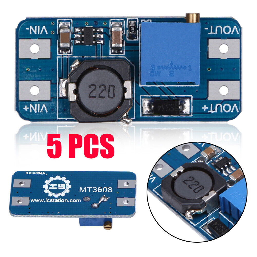 5Pcs MT3608 2A DC-DC Step Up Power Apply Booster Power Module for Arduino