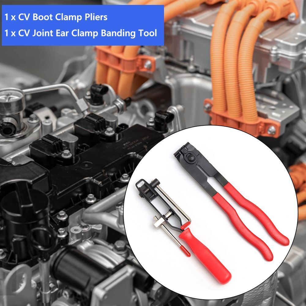 Hose Clips Crimps and Flattens Clamps CV Joint Ear Clamp Banding Tool Set