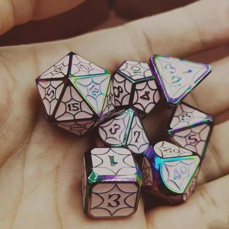 7Pcs Zinc Alloy Multi-faceted Dice Set Digital Number Cubes Various Shapes Dices