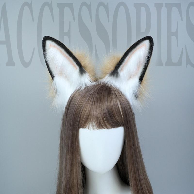 Rabbit Ears Headband Simulation Animal Tail Headdress Set for Masquerade Ball