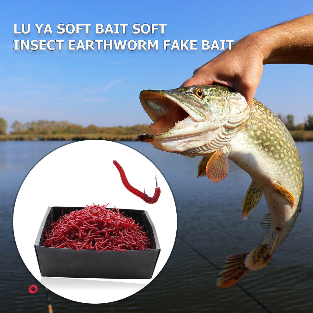 3.5cm Soft Red Worm Baits Earthworm Carp Fishing Lures Tackle Tool (200pcs)