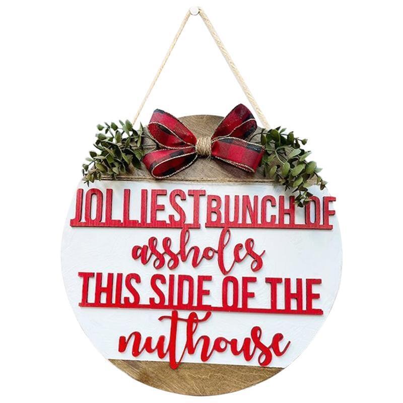 Christmas Vacation Theme Door Hanger Wooden Round Hanging Sign Board