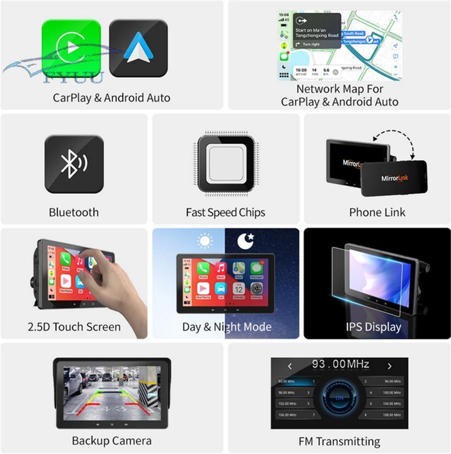 Universal 7''Screen For Wireless Carplay Android Auto Car Radio Player Stereo