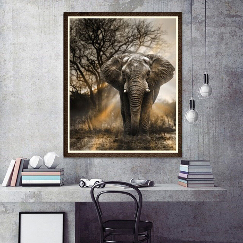DIY 5D Elephant Full Drill Round Diamond Painting Embroidery Home Decor