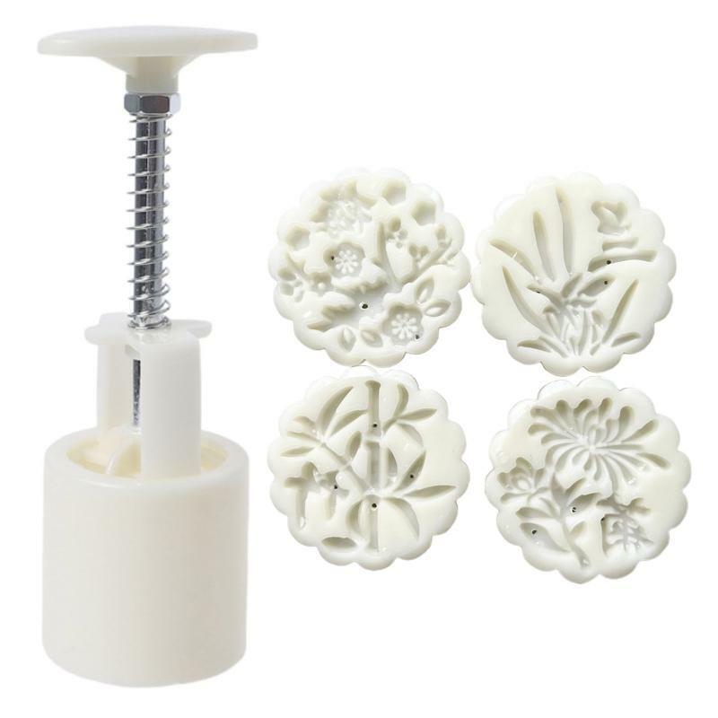 50g Moon Cake Mold Set Festival DIY Hand Press Cookie Desserts Cutter Pastry