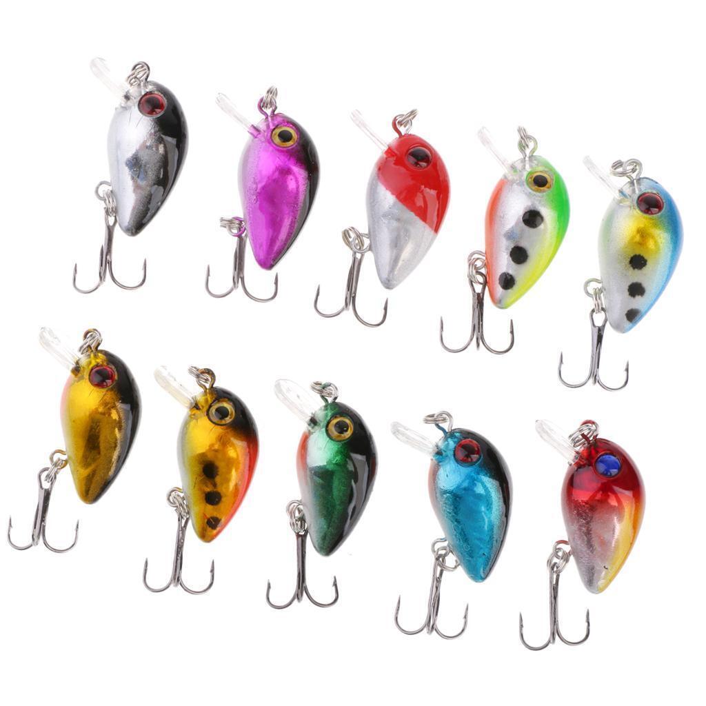 10Pcs Crank Lure Crank Baits 3cm Deep Swim Wobblers Hard Fishing Tackle