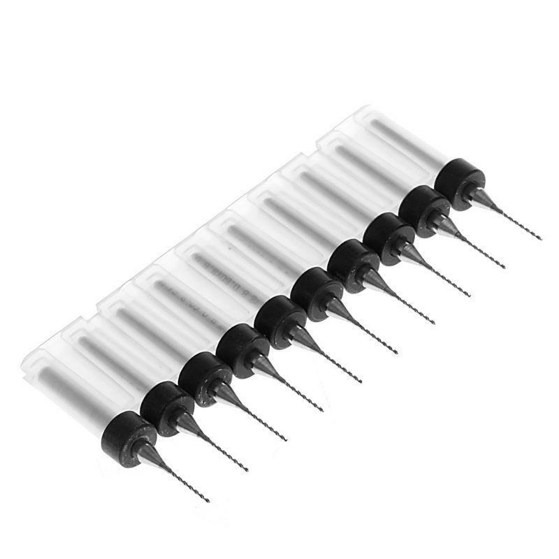 New 10Pc 0.6mm Tip 1/8" Shank Spiral Flute Tungsten Carbide Micro PCB Drill Bits