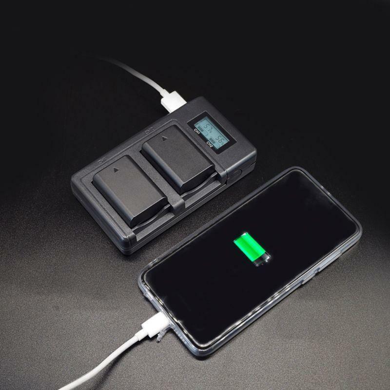 NP-FW50 Camera Battery Charger LCD Display Dual USB Charger for Sony A6000 A6500