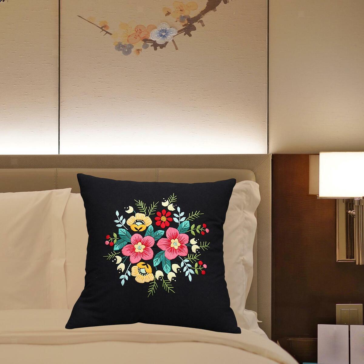 2 Pieces Semi-Finished Embroidery Pillow Covers Kit Sewing Craft for Sofa