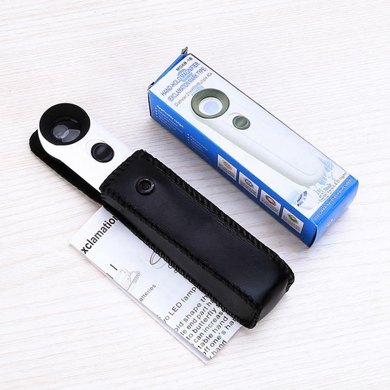 Handheld 40x Magnifier Magnifying Glass w/ 2 LED Light Handheld Magnifier Loupe