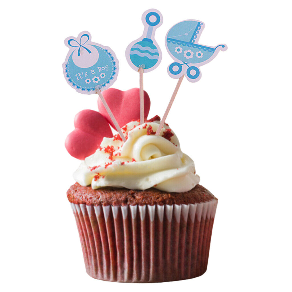 36 Piece  Baby Carriage Bib Rattle Cupcake    and boy