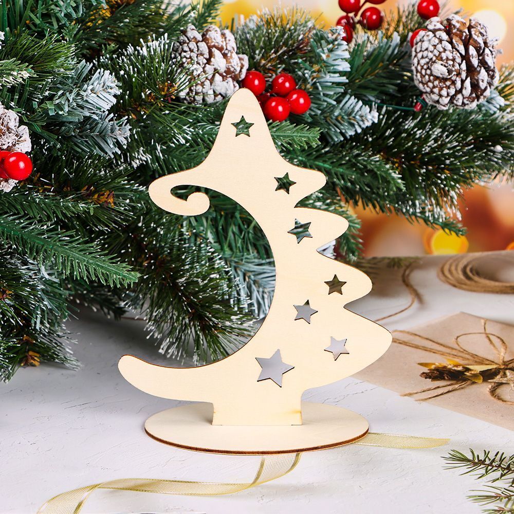 Wooden Star Wood Slices with Stand Christmas Tree Crafts Christmas Ornaments