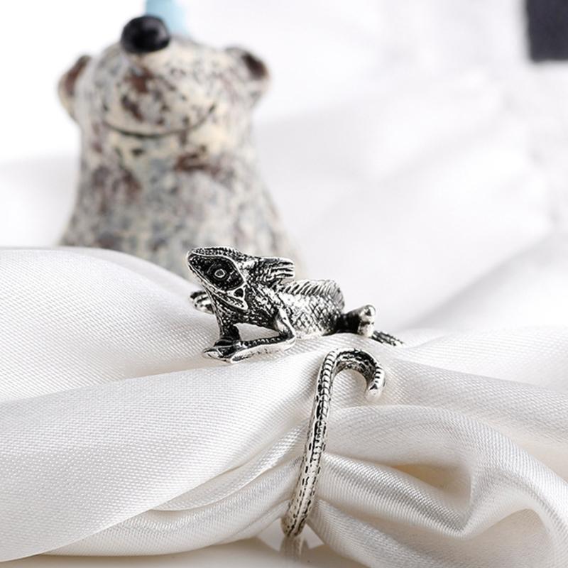 Ancient Metal Lizard Rings Men Rock Punk Biker Ring for Women Animal Jewelry
