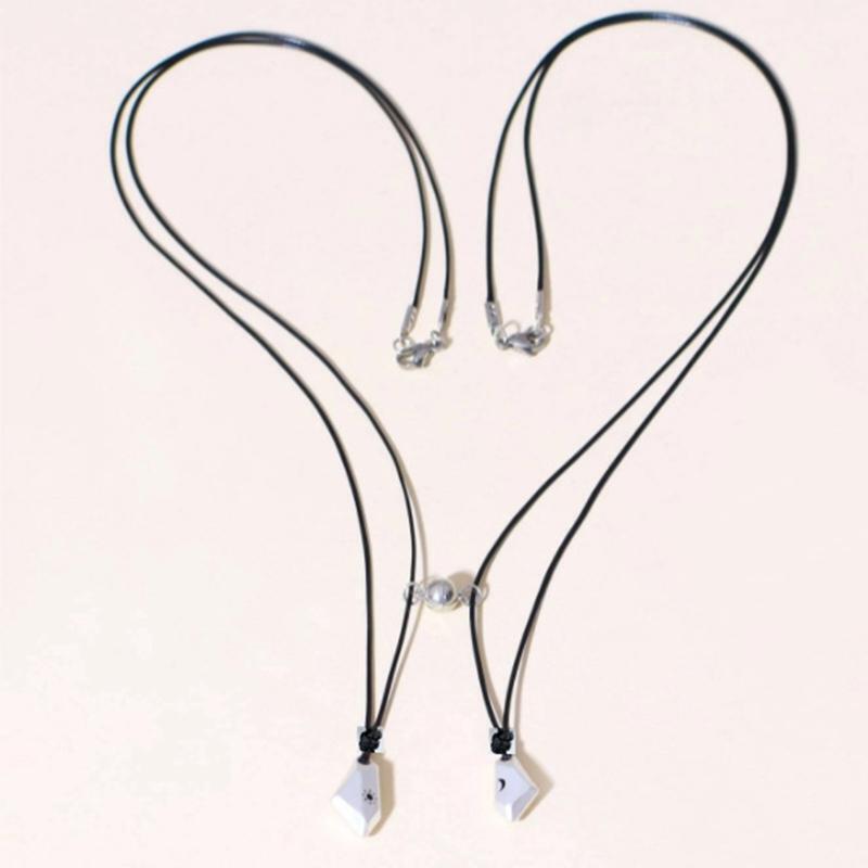 Wishing Stone Couple Necklace Men Women Simple Fashion Iron-absorbing Stone Gift