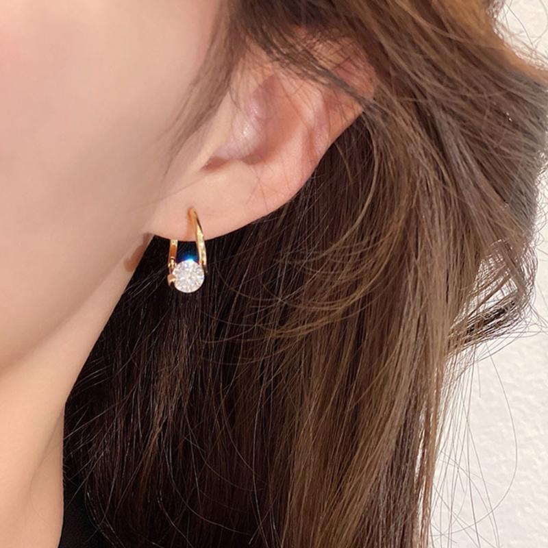 Female Jewelry Irregular Zircon Ear Buckle Elegant Zircon Crystal Earring Dangle