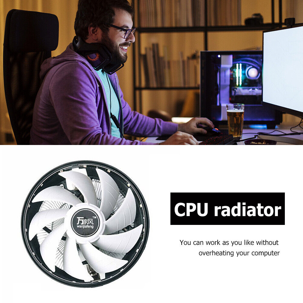 CPU Cooler Cooling Fan 3 Pin PC Computer Quiet Radiator for AMD 775/115