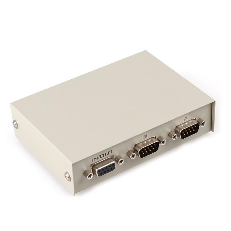 RS232 Manual Switch DB9 Pin Serial 2 Inputs 1 Output Switch Box Metal Housing