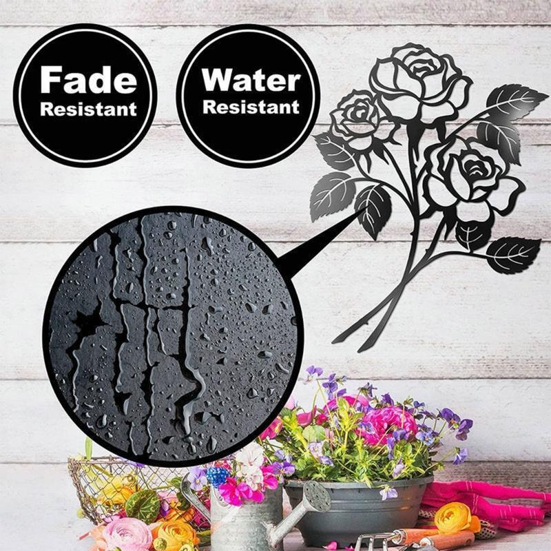 Metal Rose Wall Art Decor Silhouette Art Flower Ornament Hanging Crafts