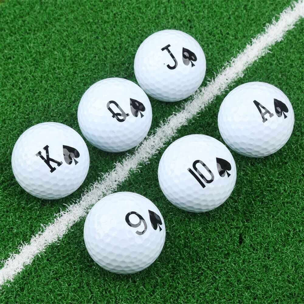 6PCS Simple Use Golf Balls Unique Design Poker Pattern Golf Club Professional