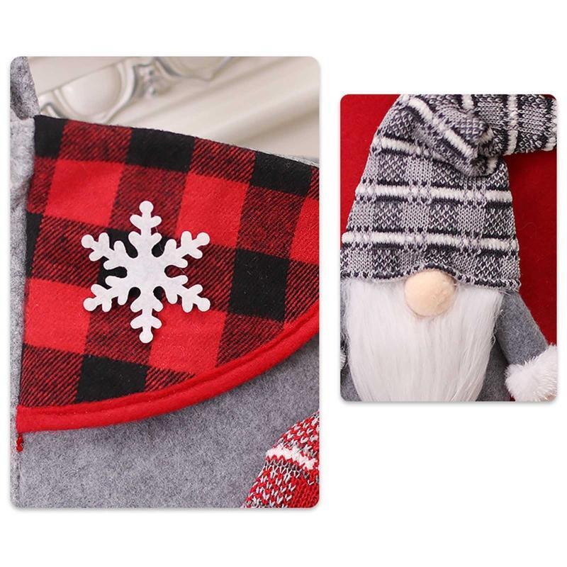 Christmas Gnome Stockings 2pcs/set Plaid Children's Candy Indoor Family Holiday