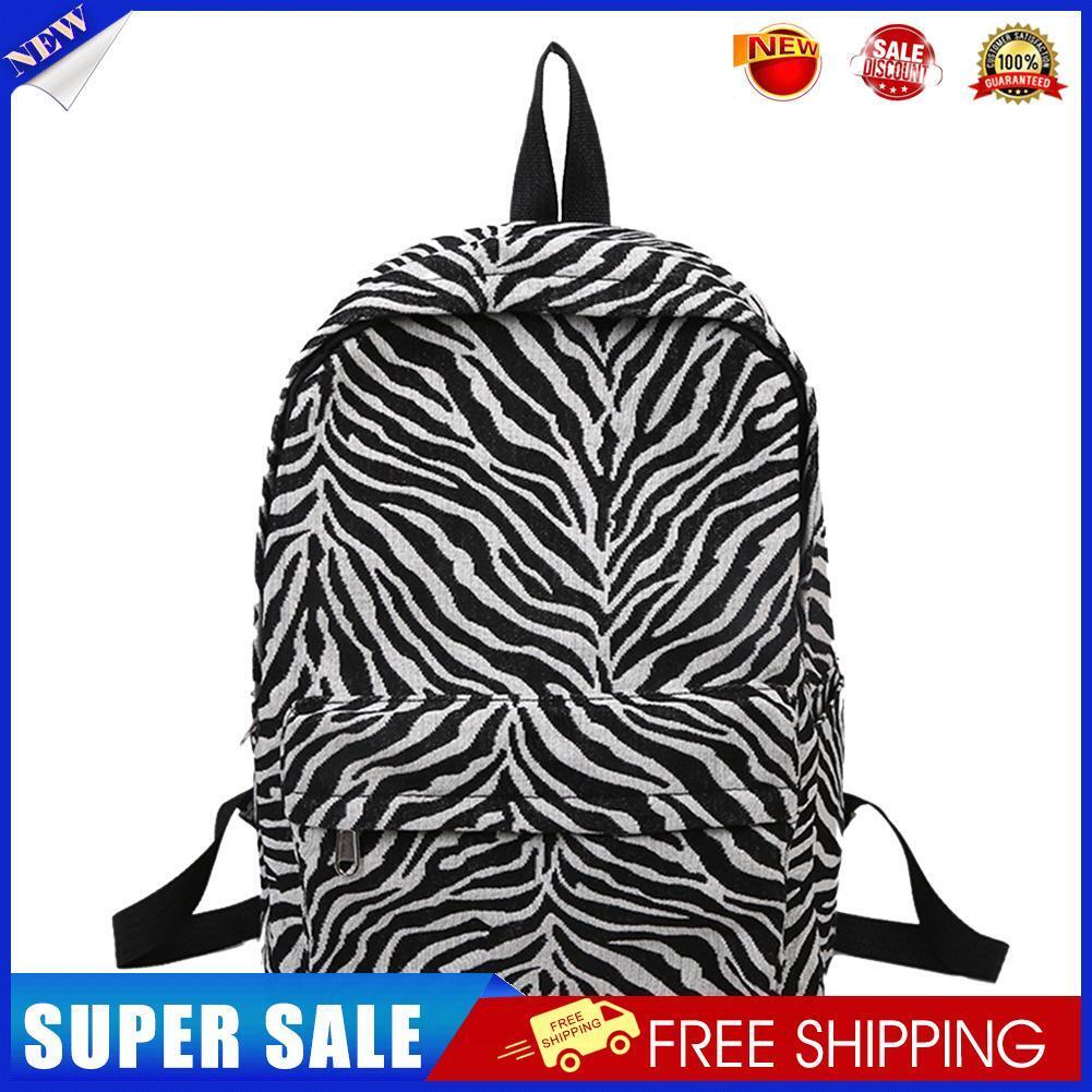 Fashion Women Zebra Pattern Printing Backpack Casual Large Capacity Handbag