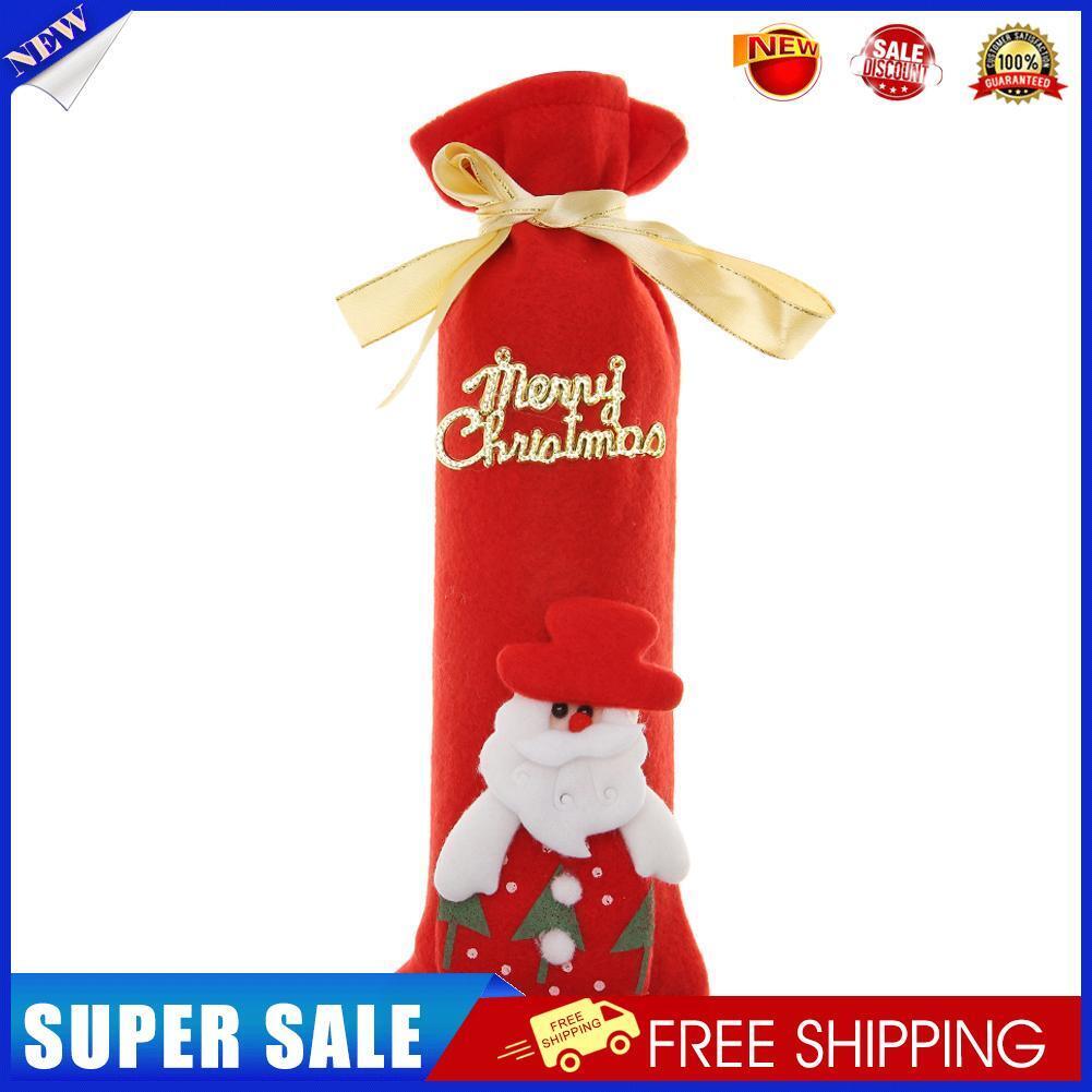 Christmas Red Wine Bottle Cover Clothes Decoration for New Year (Snowman)