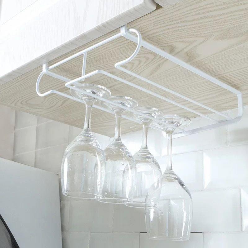 Cabinet Hanging Wine Glass Rack Cup Goblet Stemware Storage Rack Shelf Hanger