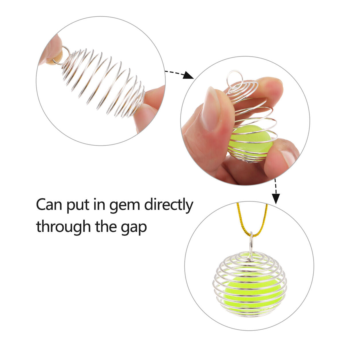 Jewelry Making Charms Necklace Cage Pendants Stone Holder Spiral Bead Cages