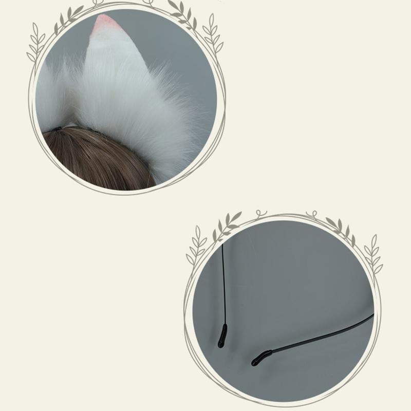 Faux Fur Wolf Ears Cat Ear Headband Hair Hoops Night Party Anime Lolita Hairband