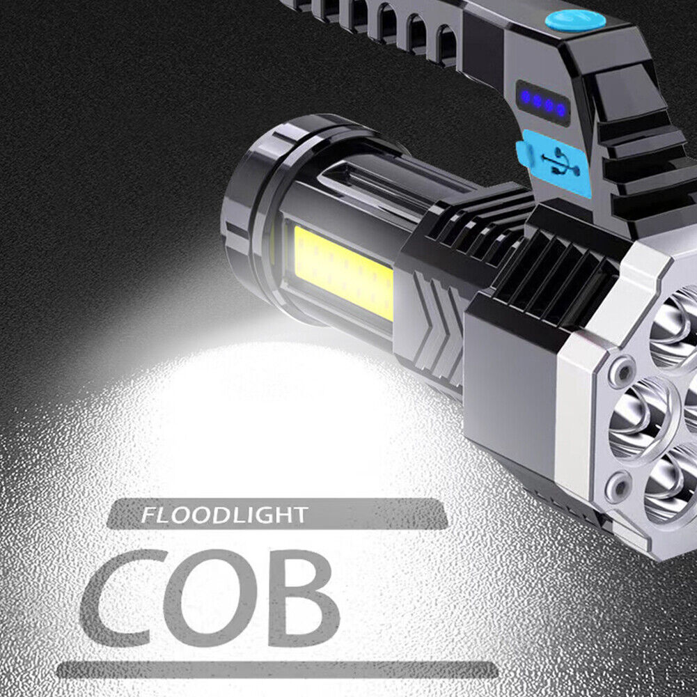 7LED+COB Portable Flashlight USB Rechargeable Camping Torch Searchlight