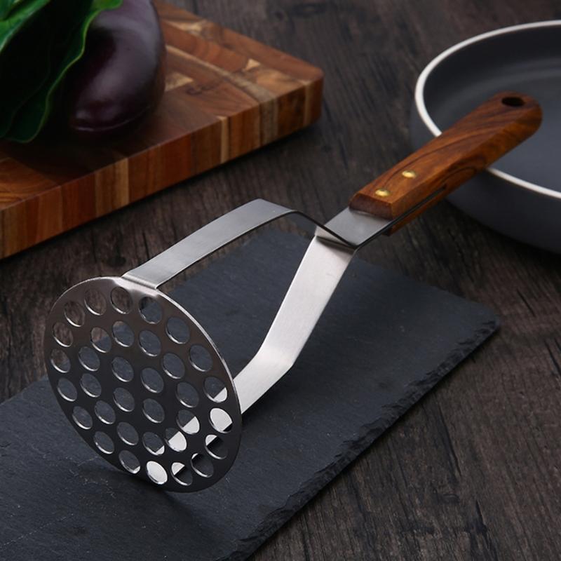 Potato Masher Stainless Steel Food Masher Utensil with Wood Handle Fruits Masher