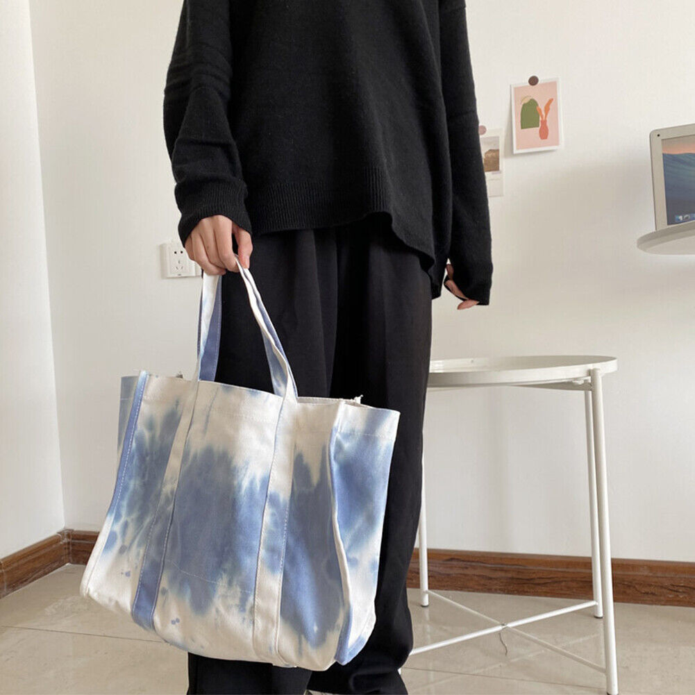 Ladies Large Capacity Canvas Tie Dye Underarm Bags Fashion Tote Handbags