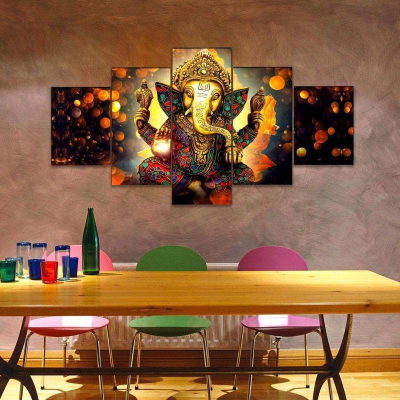 5pcs Unframed Elephant Head Oil Paintings Print Posters Art Pictures Wall Decor