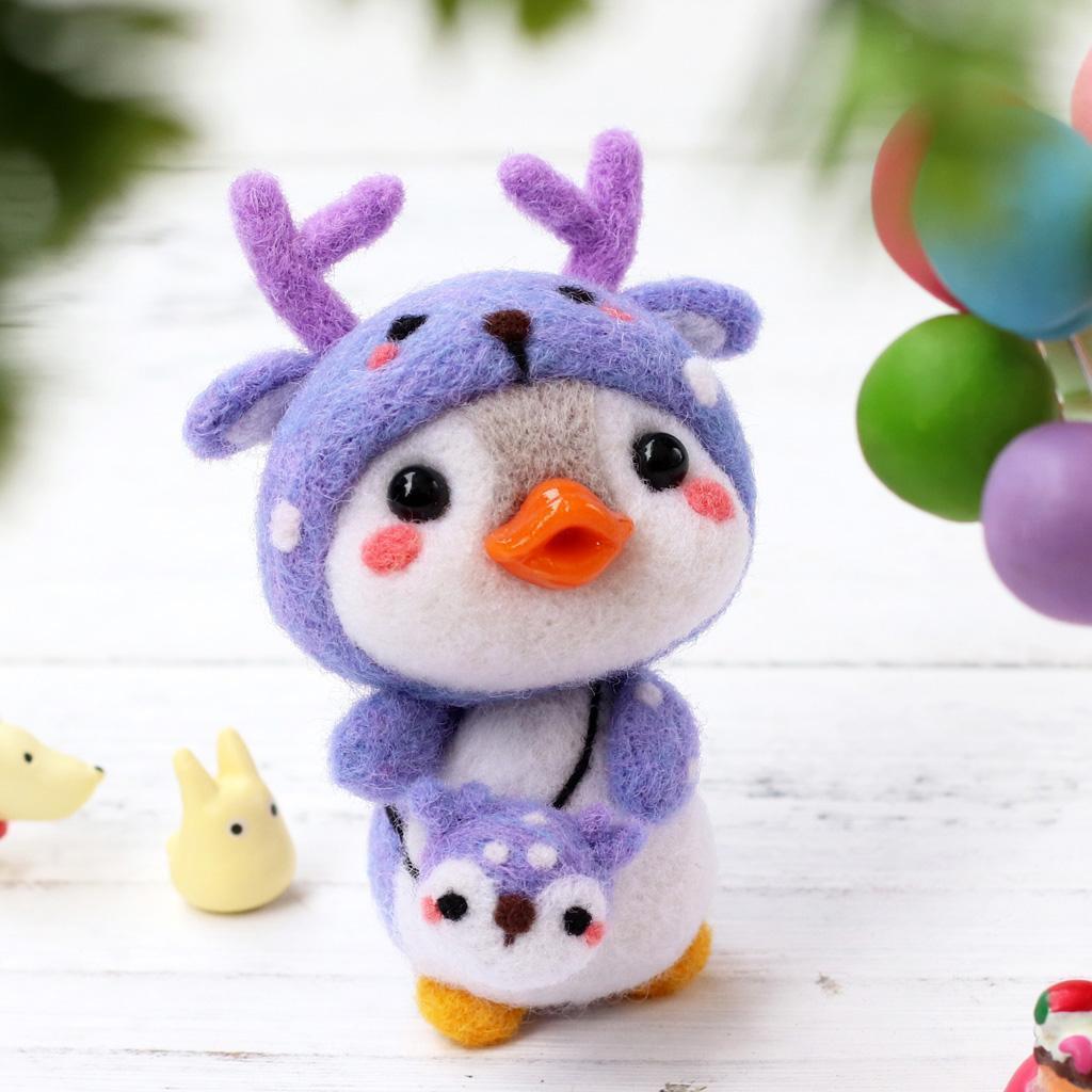 2  Cartoon Penguin Needle Felting Kits Felting Needle Wool Elk