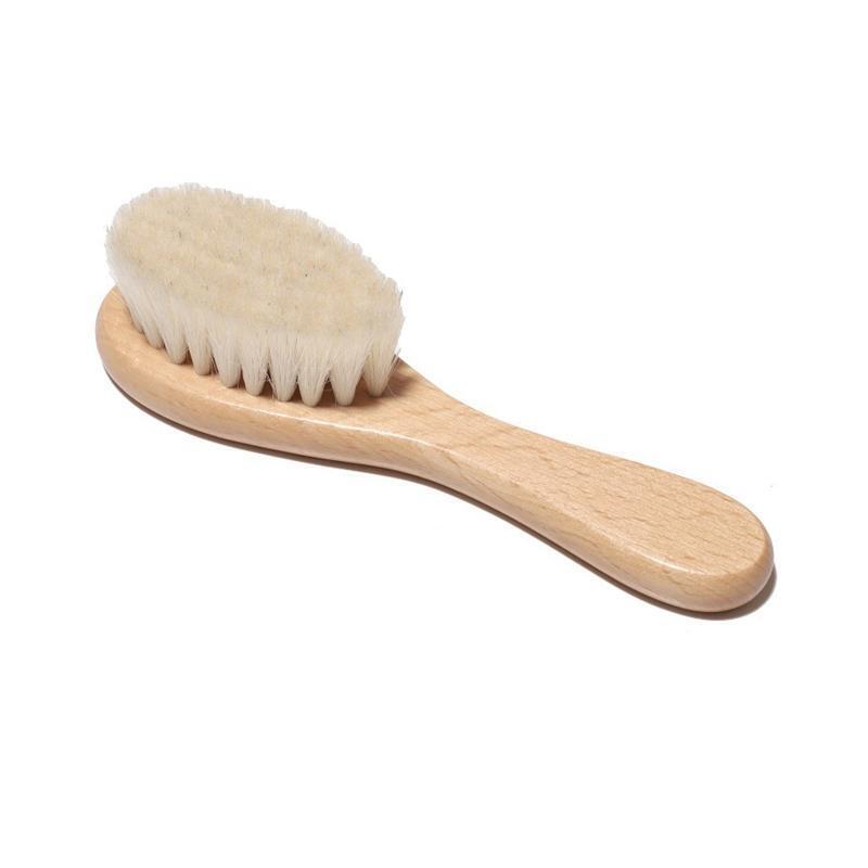 Baby Hair Brush for Newborn Natural Wooden Hairbrush Comb with Soft Wool Bristle