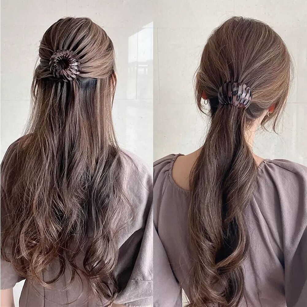 Women Bun Hair Claw Expanding Ponytail Buckle Bird Nest Hair Clip (Grey)