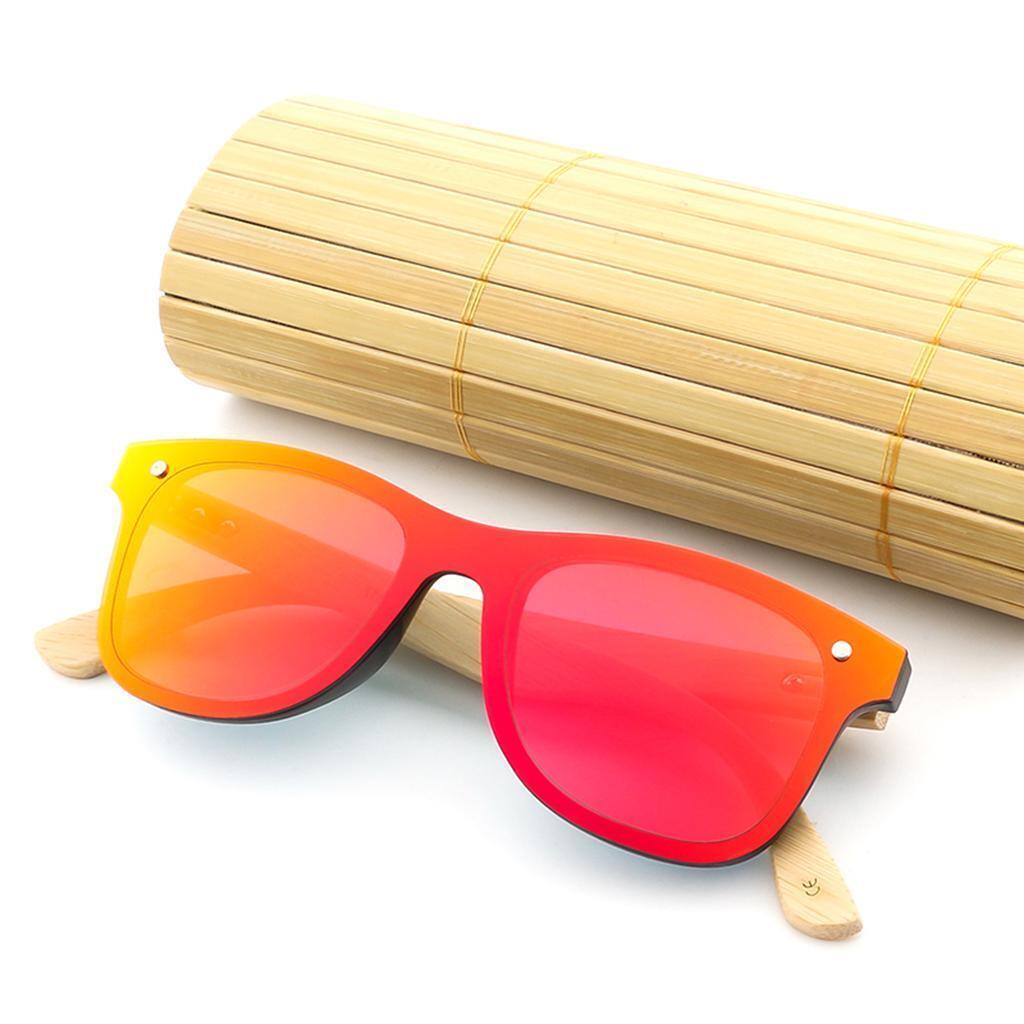 Bamboo Wood Legs Sunglasses Fashion Eyeglasses Eyewear for Women Men Red