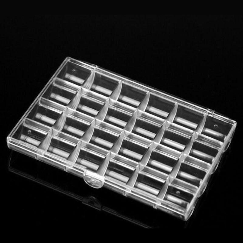 Plastic Storage Box 24 Grid Empty Clear Nail Art Glitter Rhinestone Crystal
