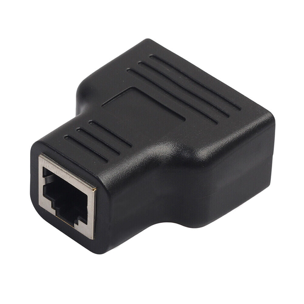 RJ45 Splitter Adapter 1 to 2 Dual Female Port CAT5/CAT 6 LAN Ethernet Sockt