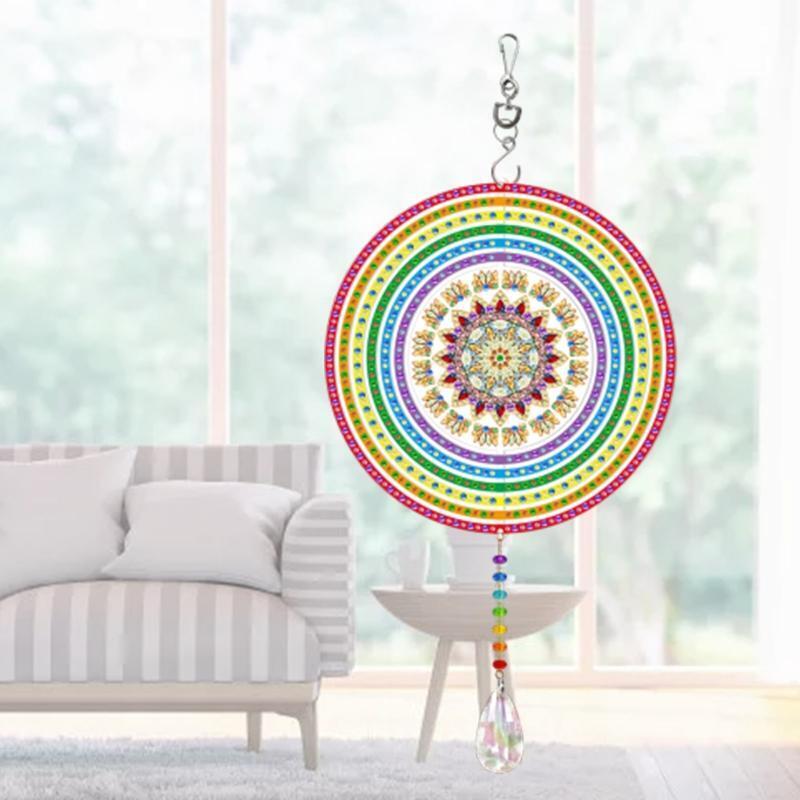 Indoor Window DIY 5D Diamond Painting Flower Wind Chimes Hanging Pendant Decor