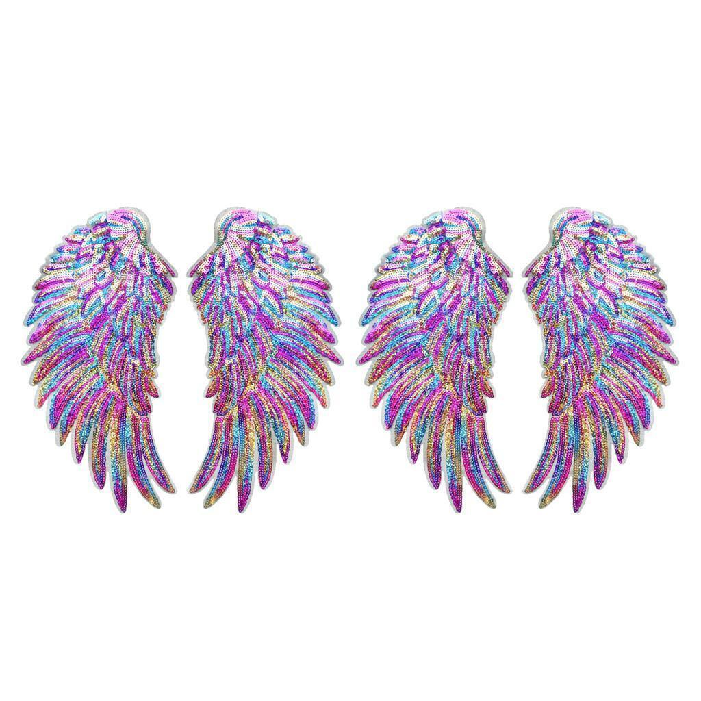 4 Colorful Angel  Sequin Patches Shiny Applique Jackets Bags Decor
