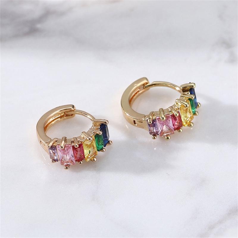 Zircon Hoop Earrings 10mm for Women Girl Valentine Birthday Gift Wedding Favors