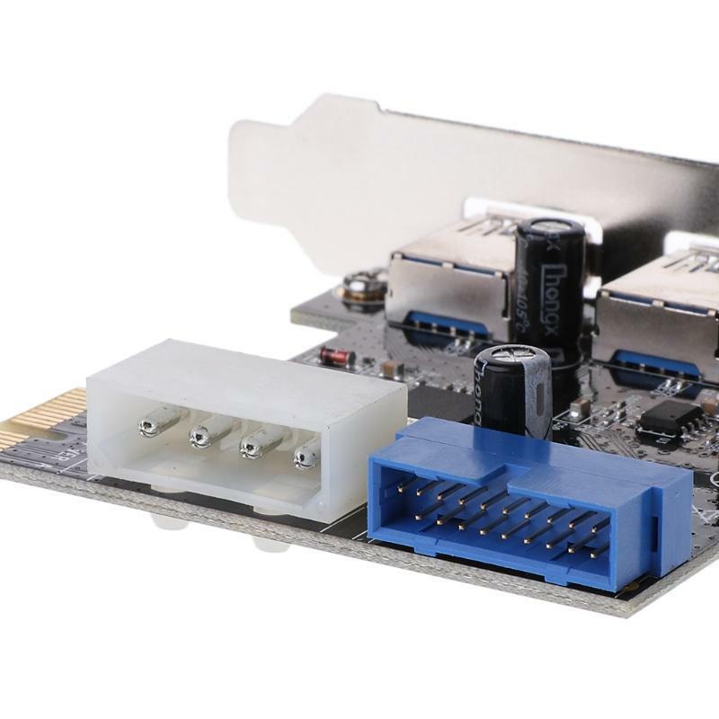 USB3.0 x2 PCI-E Expansion Card External 19pin PCIe Card 4pin IDE Power Connector