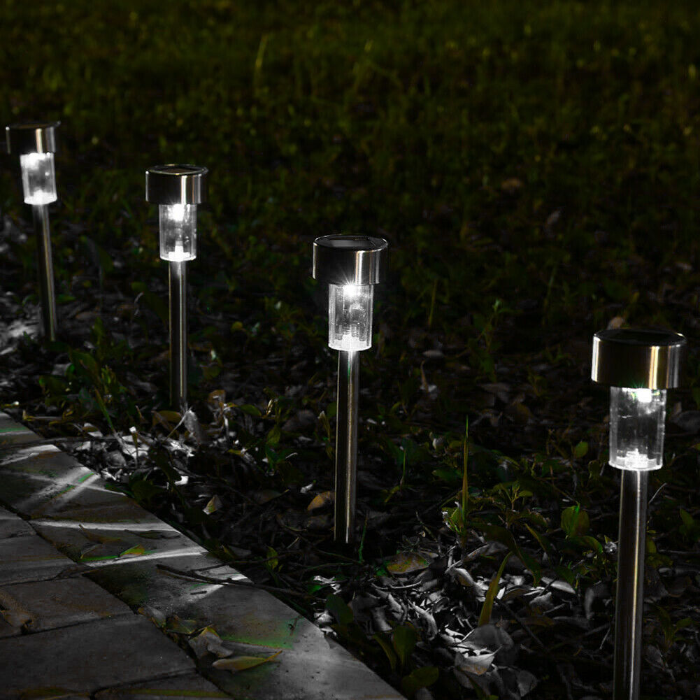 10x LED Solar Lawn Lamp Garden Pathway Yard Bollard Light (White Light)