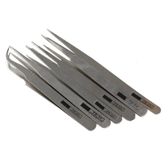 6pcs Industrial Tweezer Maintenance Repair Tool Kit TS10-15#JT1