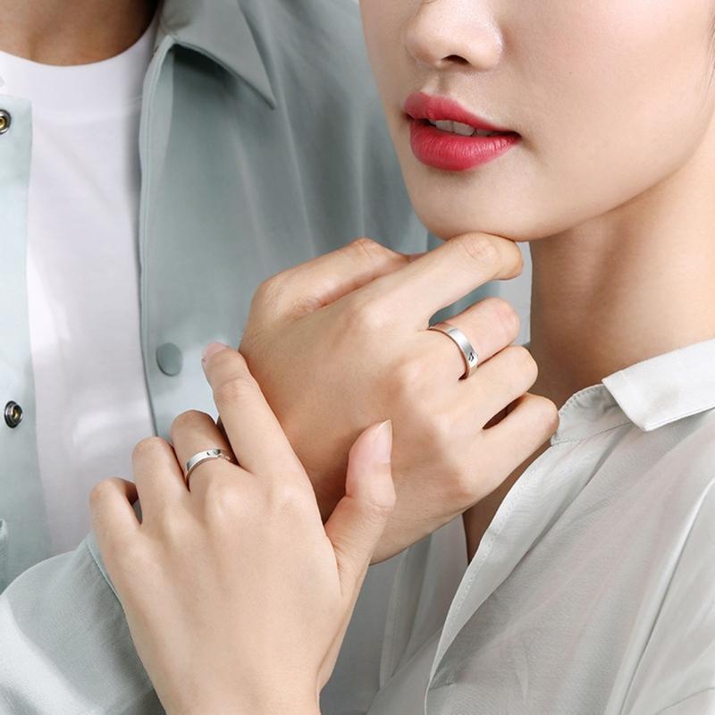 2Pcs/set Couples Kiss Promise Rings Adjustable Open Ring Valentines Day Gifts