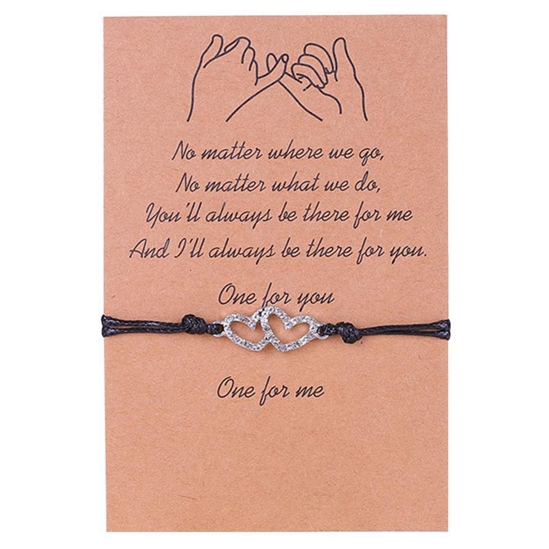European and American Rhinestone Double Heart Bracelet Sisters Card Bracelet